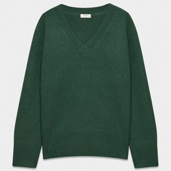 NWT Aritzia Plush Cashmere Oversized V-neck Sweater, Size Large - Picture 1 of 8
